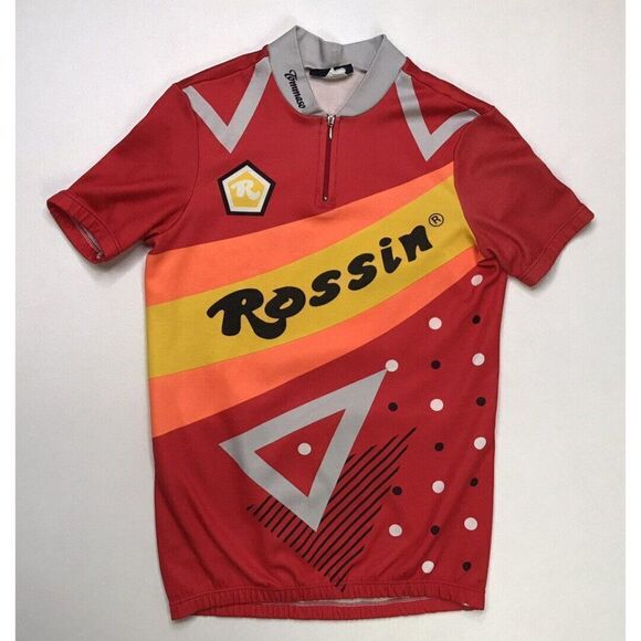 VINTAGE Tommaso Rossin Cycling Jersey SS Men Size 3 Large Red Made In Italy - Picture 1 of 5